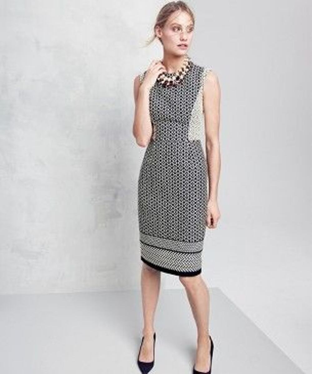 New J Crew Paneled Geometric Sheath Dress $168 SIZE 4 Black/White KNEE LENGTH